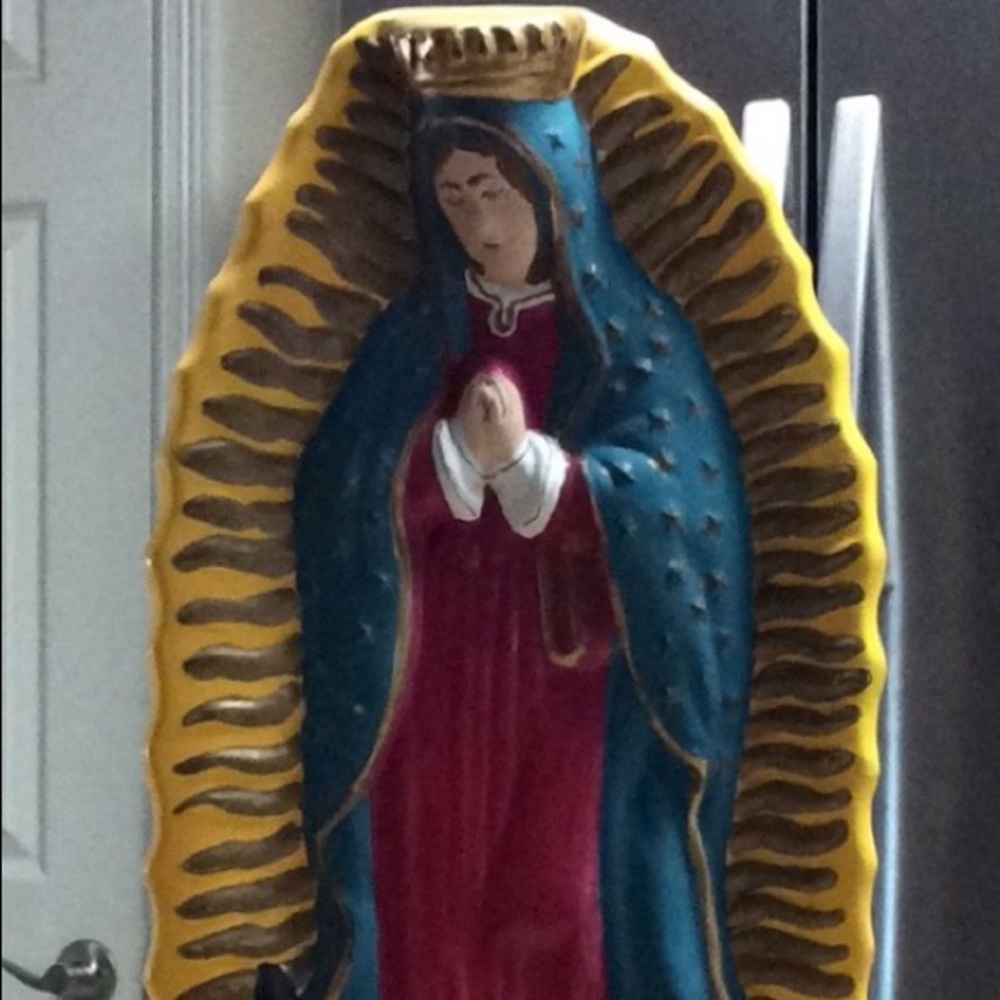 Virgin de Guadalupe Chalkware 16” Folkart Statue